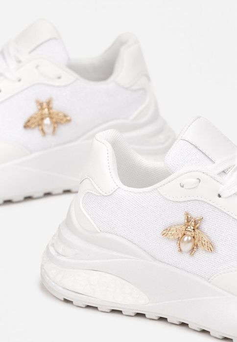 Nowe przepiękne sneakersy ze złotym owadem białe lekkie rozmiar 37