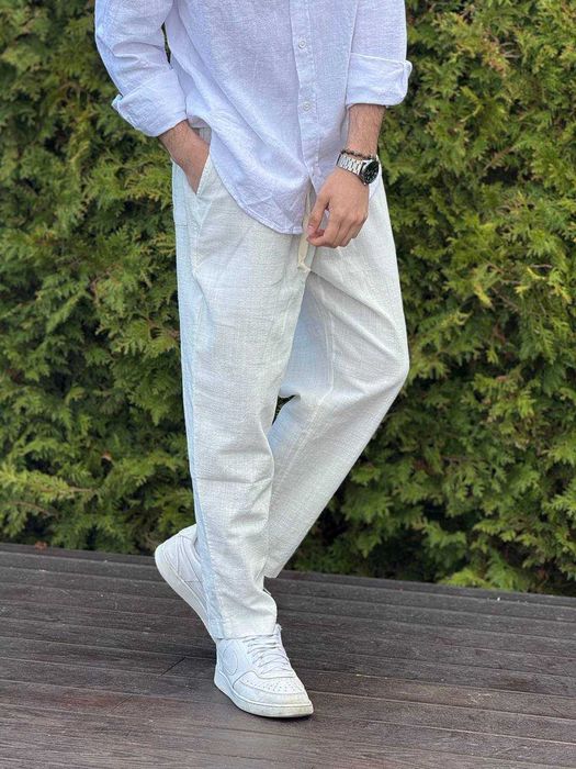 Лляні штани чоловічі широкі /Baggy pants / Класичні літні брюки льон