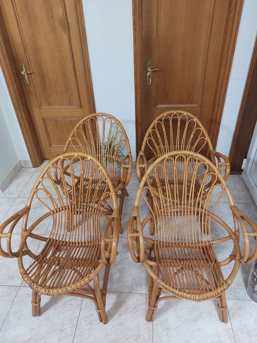 4 Cadeirões Bambu Vintage
