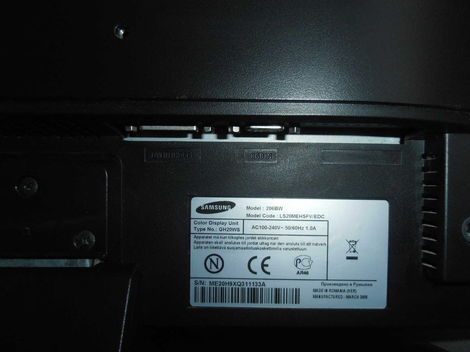 Monitor Samsung 206BW  20" 1680x1050 DVI/ D-SUB{VGA)- Czarny. Wysyłka!