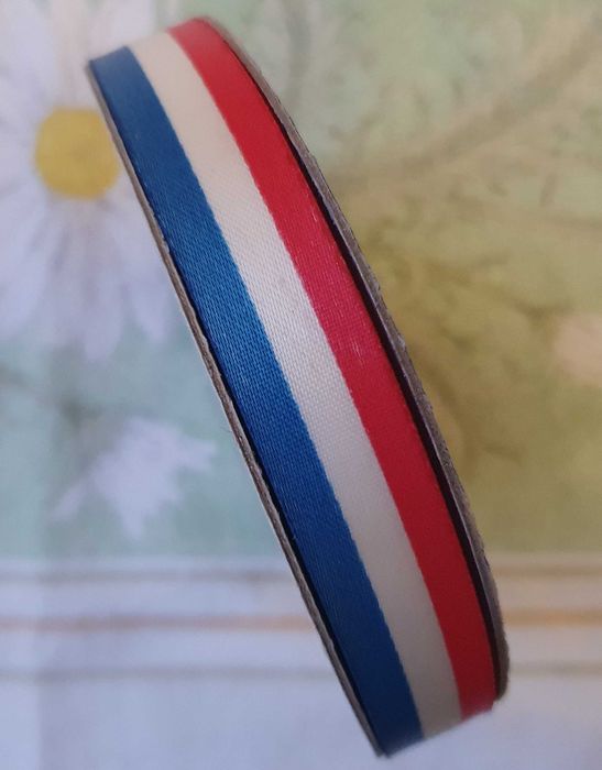 RARA Bobine de Fita de cetim Red/White/Blue, 45m, NOVA - USA - Anos 50