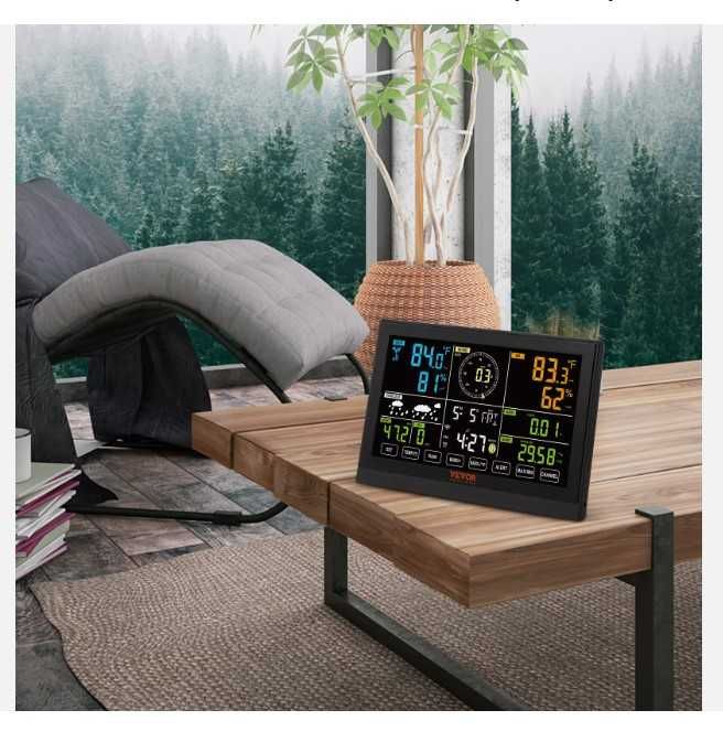 Estação meteorológica, alimentada por painel solar, sem fios