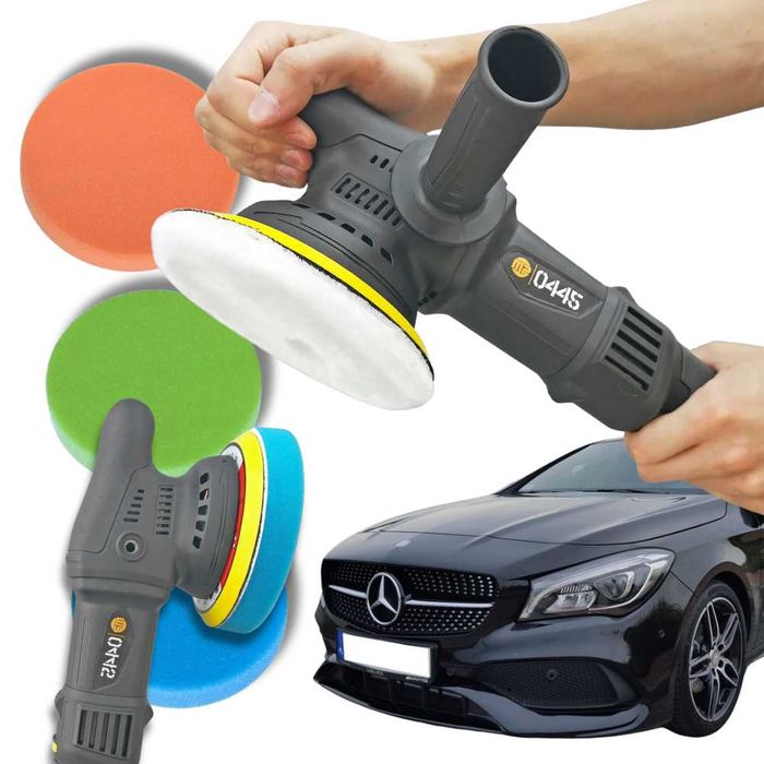 Mocna POLERKA SAMOCHODOWA mimośrodowa oscylacyjna REGULOWANA + gąbki