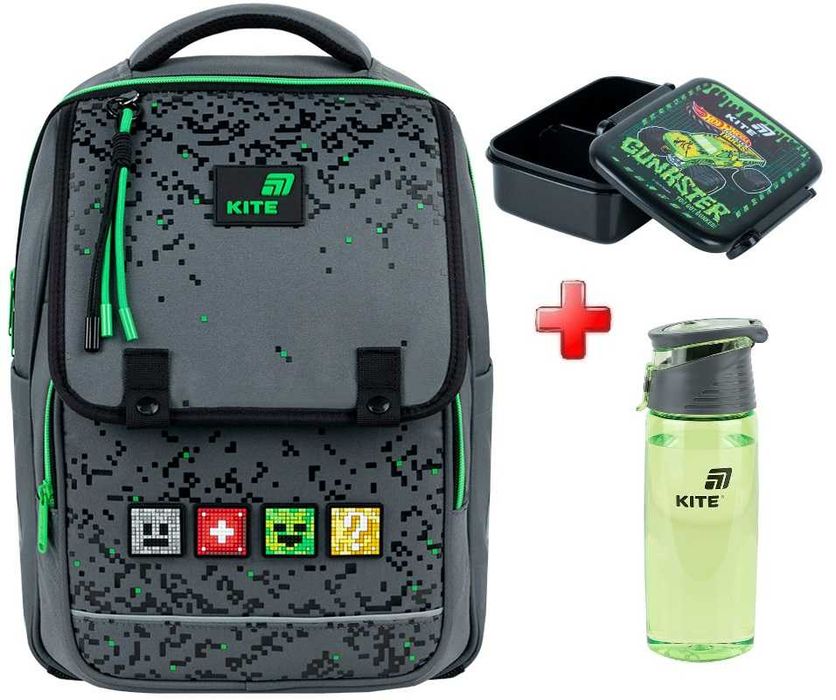 Рюкзак шкільний Kite Education Pixel K26-772M-2  подарунок ланчбокс та пляшка  (на зріст дитини 130-145 см)