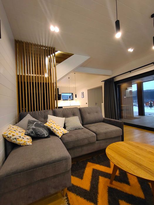 Шикарный сучасный котедж з мальовничими краєвидами гори Карпати є чан