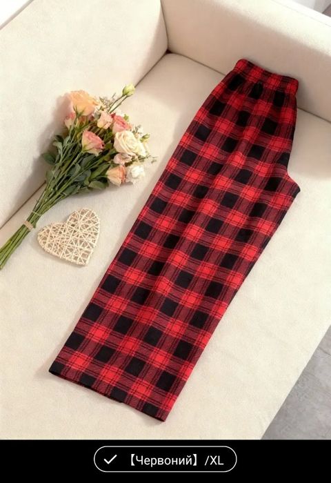 Жіночі штани в клітинку новорічні XL