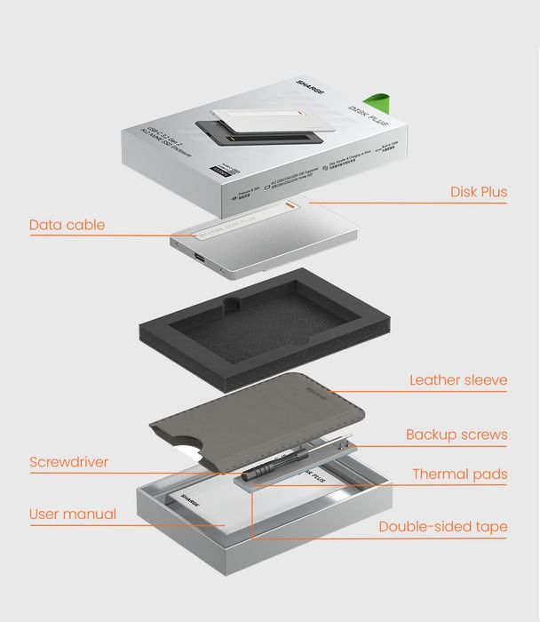 SHARGE Disk plus M.2 NVMe Enclosure Small External SSD Case 10Gbps