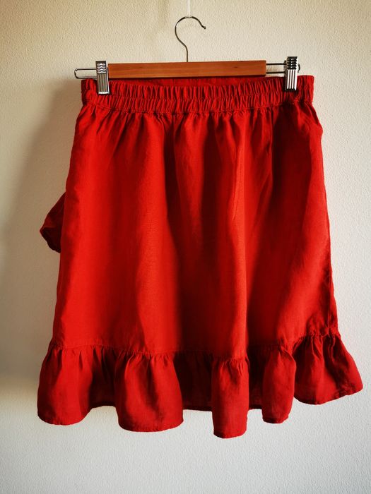 Spódniczka lniana, letnia, z falbankami cubus, rozmiar 38, M