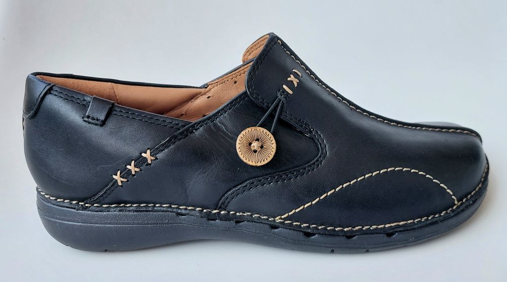 Buty Clarks Unstructured Loop roz.39 skóra naturalna Slip-on Nowe!