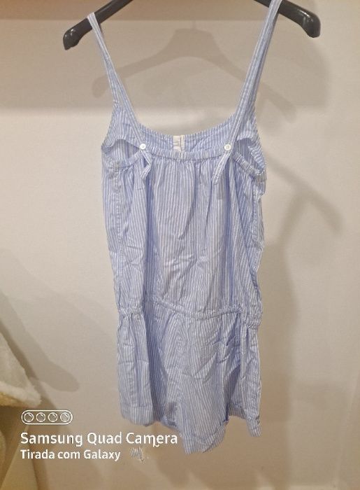 Macacão  Oysho Riscas Azuis e Brancas Tam M