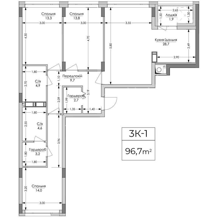 3-rooms apartment apartment by the address (area 96,7 m²) - Atlanta.ua - photo 2