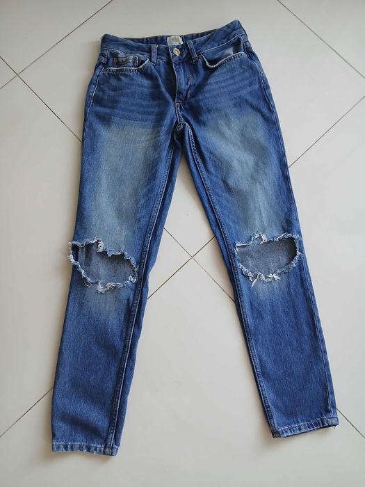 RIVER ISLAND jeansy dziury mom 36 S 34 XS