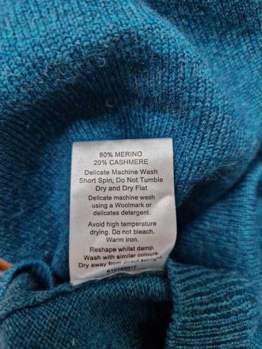 Sweter Golf Wełna Merino + Kaszmir WollOvers M 38 10 Turkus Sweater Wo