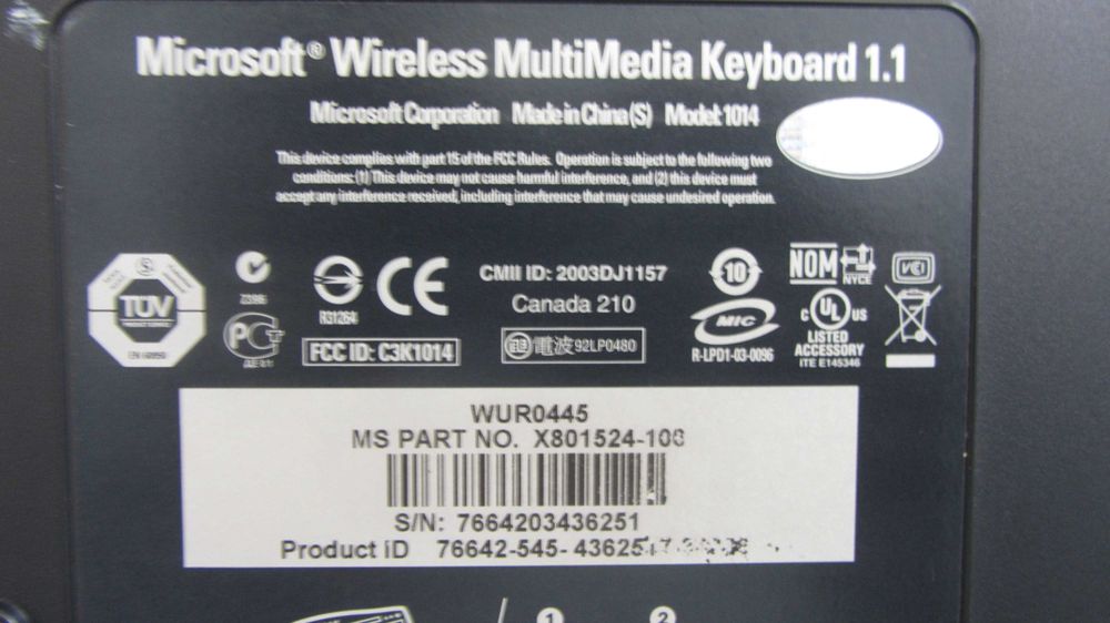 Клавиатура Microsoft wireless multimedia keyboard 1.1 model 1014