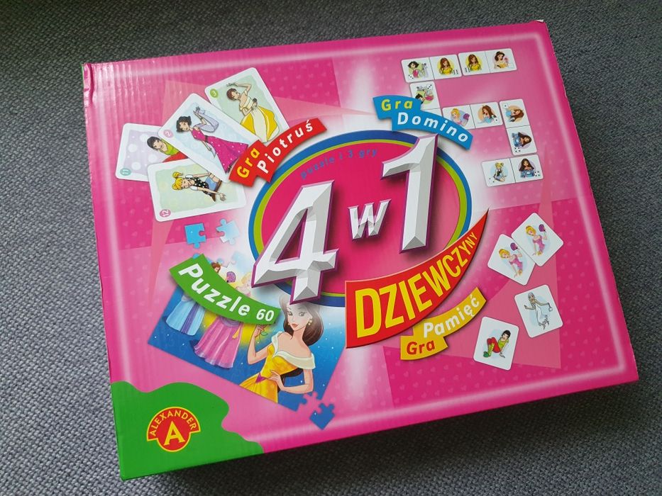Gra 4w1 Dziewczyny, Piotruś Domino Pamięć Puzzle