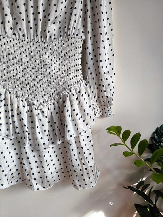 Sukienka V by Very klasyczne czarne grochy na białym tle -rozmiar M/38