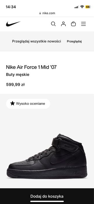 Buty Nike Air Force 1 MID skora naturalna  r. 37,5  unisex