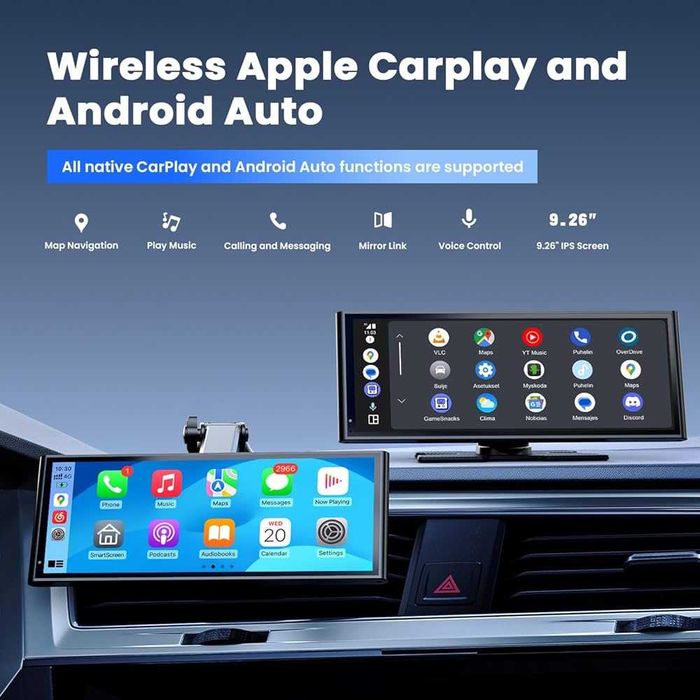 KRUNIA | Przenośny Ekran Smart Screen 9,26" RC06 | CarPlay & Android Auto | Kamera  Tył | NOWY