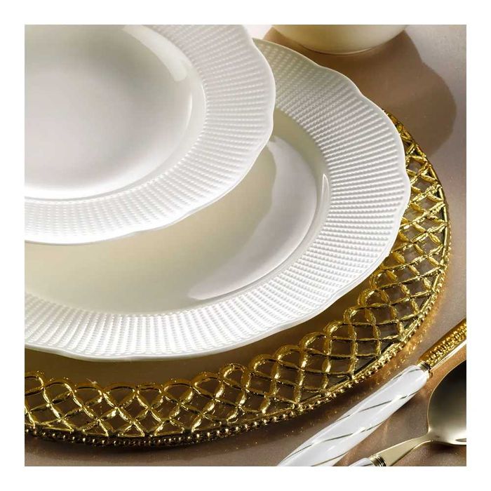 Nowy komplet naczyń porcelanowych 24-częściowy Kutahya Golden Era