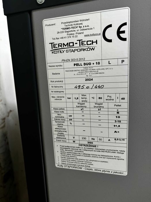 Termo-tech Pell duo 10 kw kocioł na pellet piec peletowy zapalarka