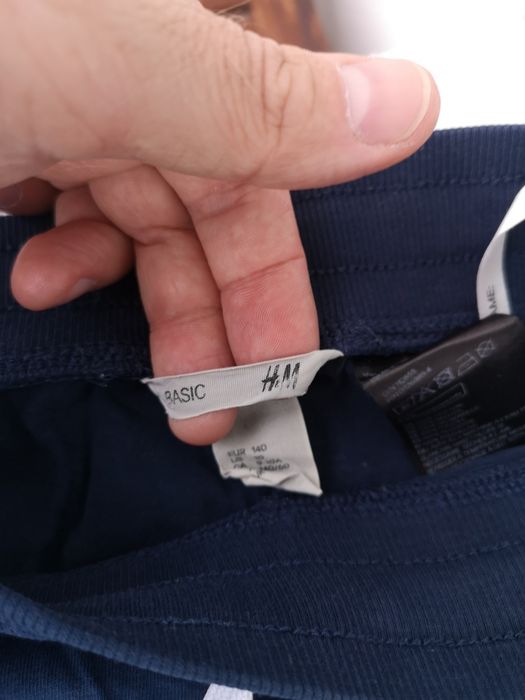 Świetne cienkie spodnie h&m Basic 140 cm granatowe
