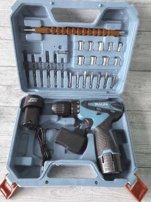 Аккумуляторный шуруповёрт makita набор бит 2 аккумулятора электродрель