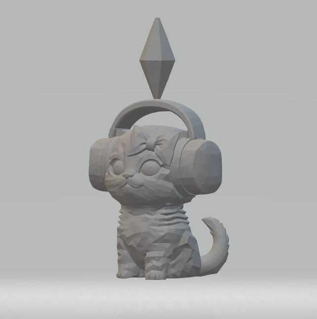 Мемный котик в наушниках — 3D печать