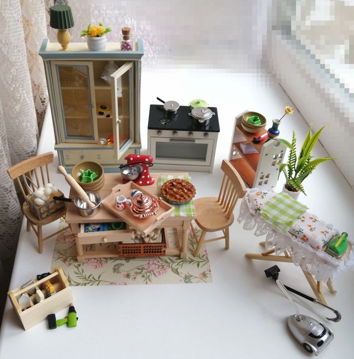 Прасувальна дошка ляльковий будинок, праска, аксесуари мініатюра стіл