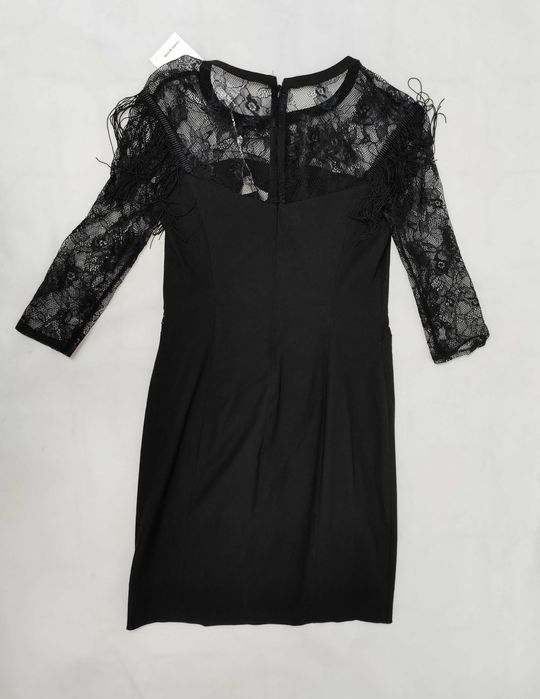 Sukienka czarna koronkowa ze streczem z frędzlami VERO MODA XS  SU0156