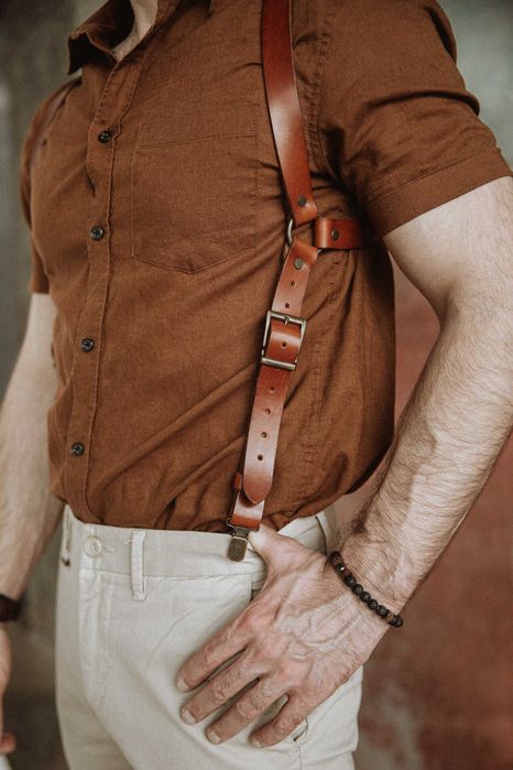 Чоловічі шкіряні підтяжки. Стильні чоловічі підтяжки. Підтяжки.