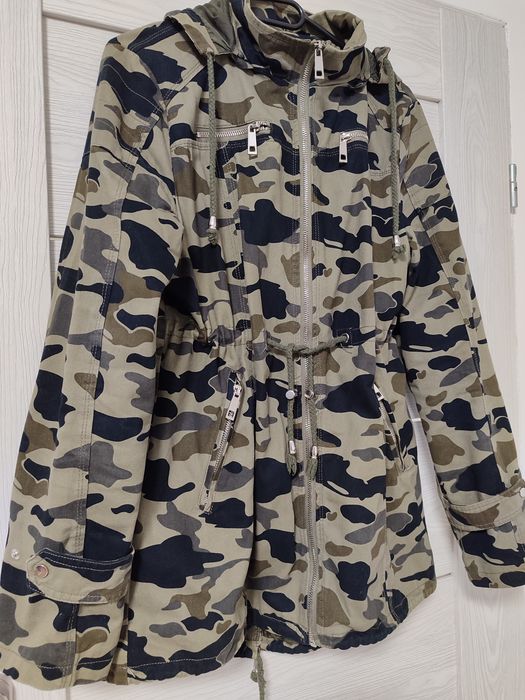 Kurtka długa wiosenna moro XL taliowana khaki