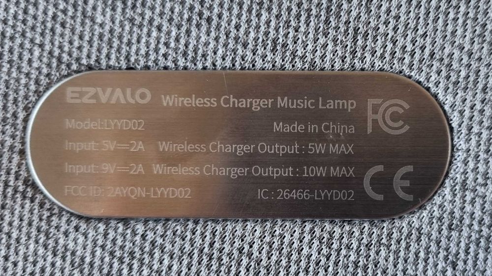 Ezvalo Carregador sem Fios Coluna Candeeiro Wireless