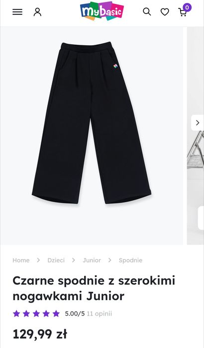 Czarne spodnie z szerokimi nogawkami My Basic r. 146/152