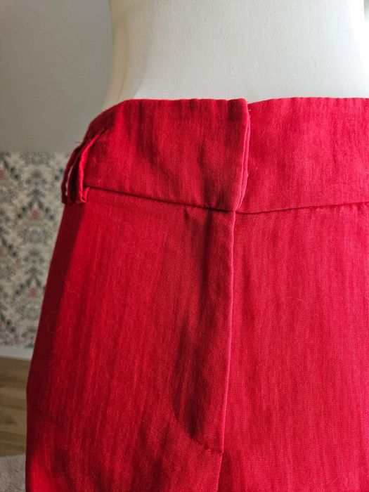 Spodnie damskie szersza prosta nogawka klasyczne czerwone wide leg XL