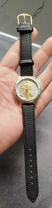 Zegarek męski Walking Liberty Half  Dolar limitowana edycja złocony