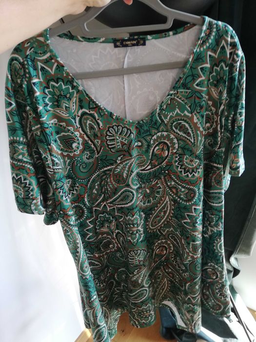 Enmain zielona boho ornament tunika bluzka r. 3XL