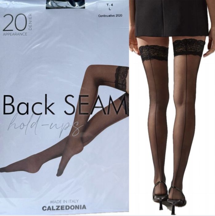 Ponczochy Calzedonia 20 den Back seam w kolorze czarnym, rozmiar L