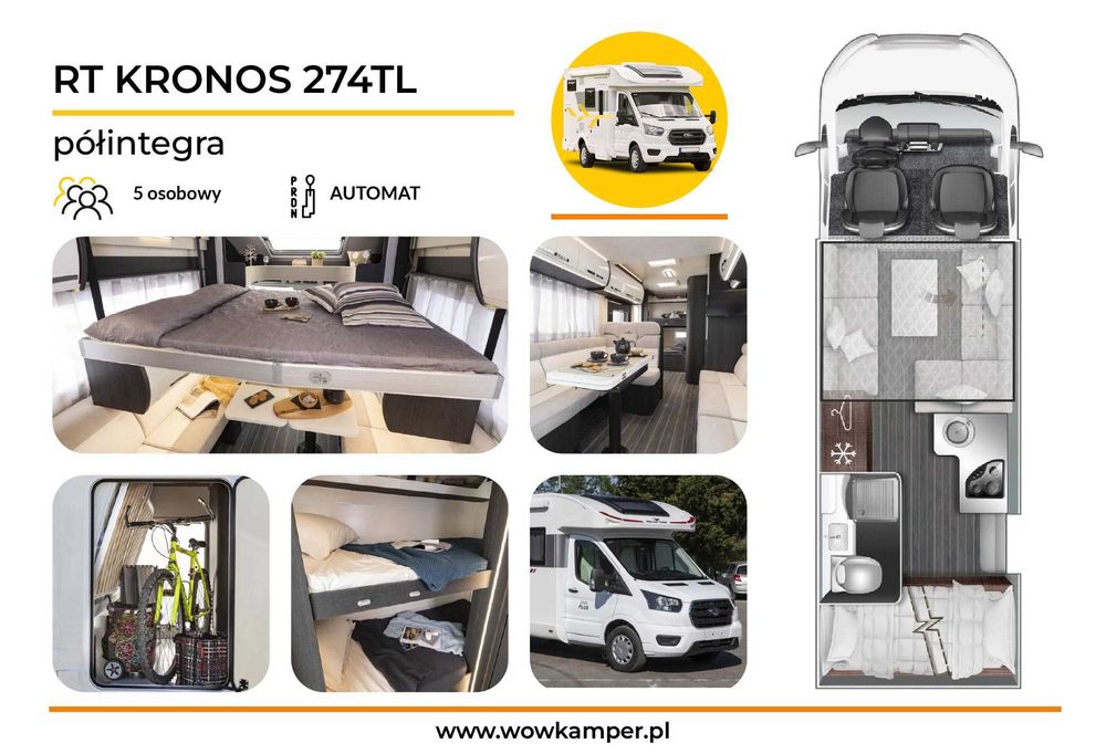 KAMPER -  Wynajem Kampera - WoW! Automat, nawet 6 osobowe! CB