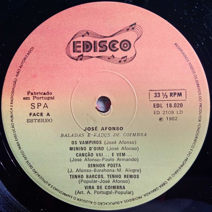 José Afonso	- - - - -		Baladas e Fados de Coimbra	- - - - -	LP