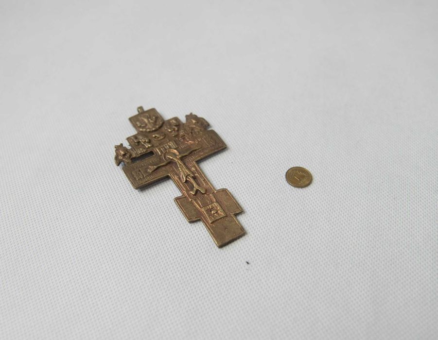 Antyki krzyż ikona prawosławna ukrzyżowanie Jezusa XIX w