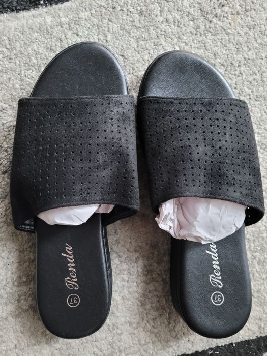 Klapki zamsz ekoskóra