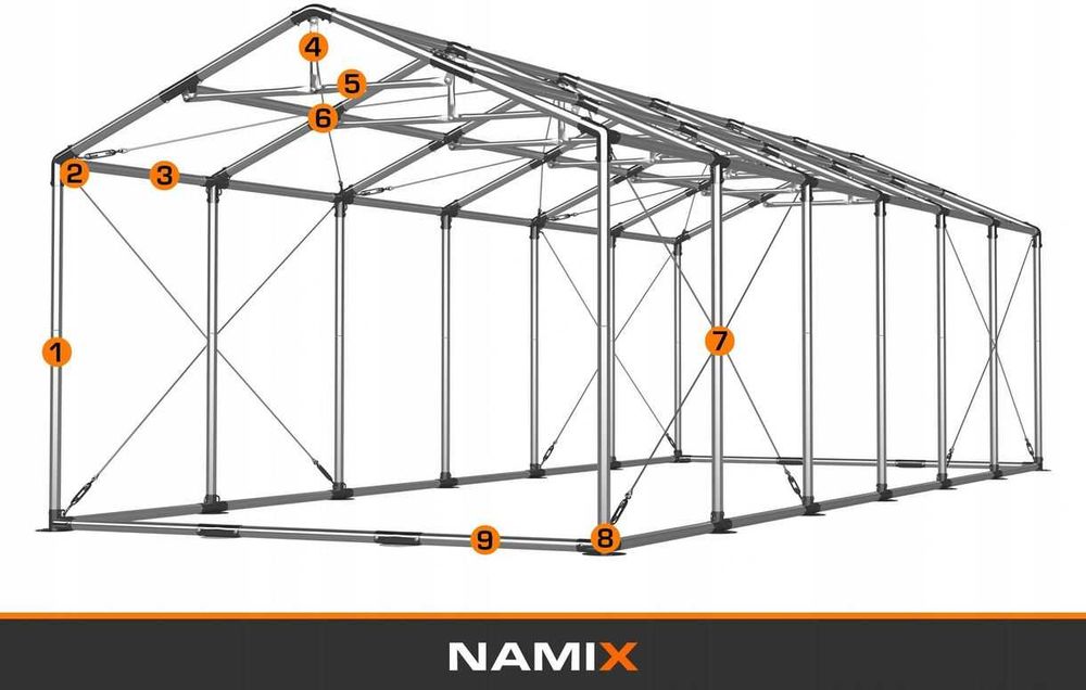 Namiot PRESTIGE 8x12-2,6m przemysłowy magazynowy MOCNY PVC 560g
