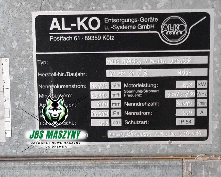 Odciąg trocin pyłu ALKO FMRG 1/160