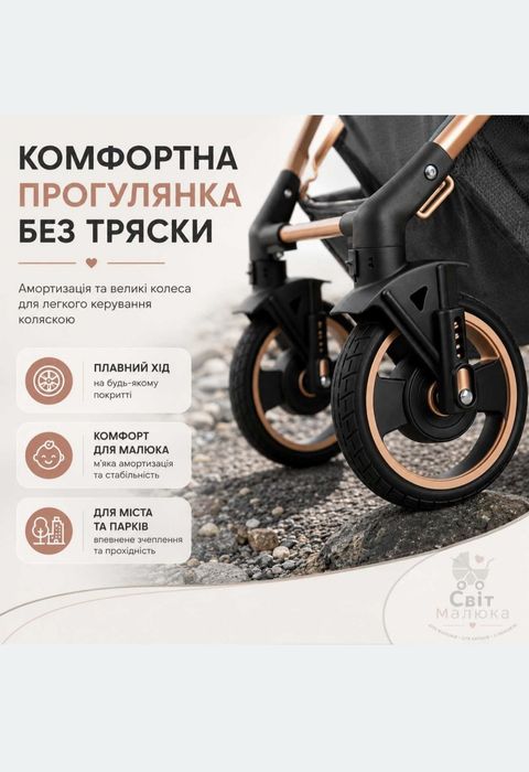 Дитяча коляска 3в1, сіра, стильна та зручна