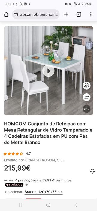 Conjunto de mesa 4 cadeiras