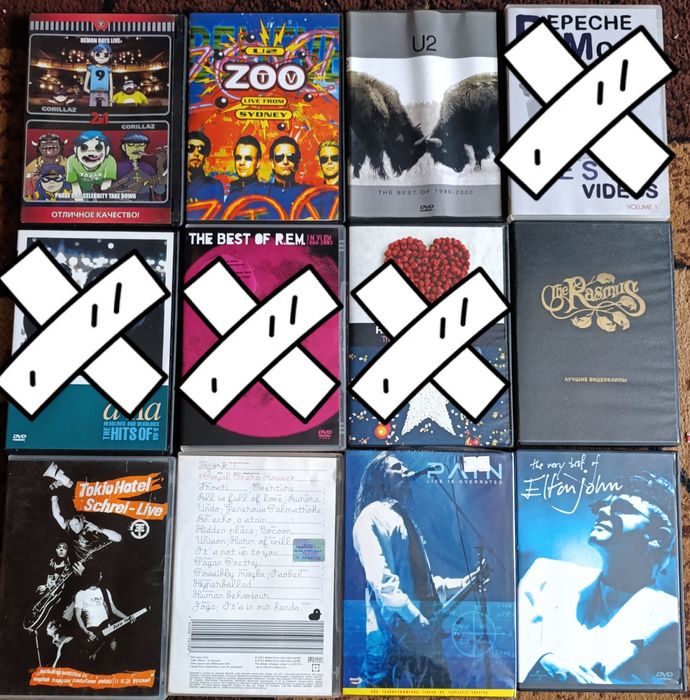 Музичні DVD, ліцензія : U-2, Elton John, Pink, The Rasmus, Cher, Kylie