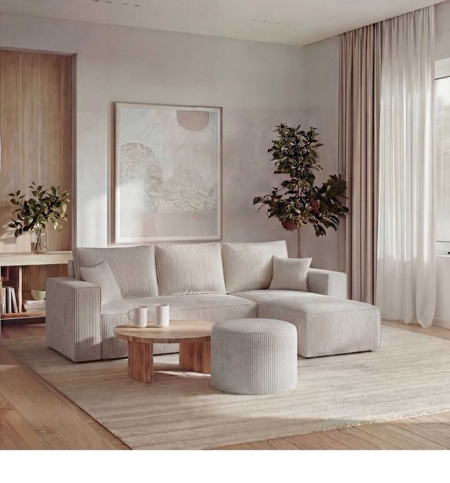 Furniva | Narożnik VESTO rozkładany z funkcją spania i pojemnikiem na pościel | Rogówka kanapa sofa narożna sztruks | NOWY od producenta | Dostawa PL