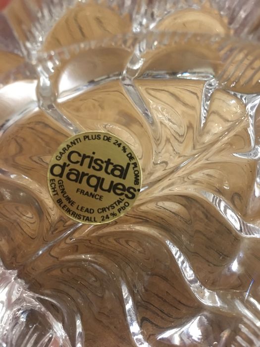 Cristal D’arques francês cinzeiro folha