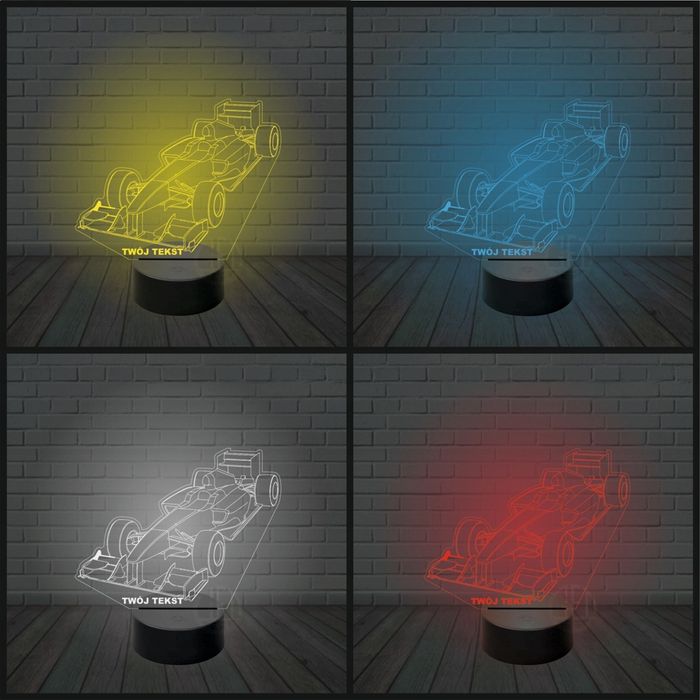 Lampka nocna NA BIURKO 3D LED grawer BOLID F1 imię