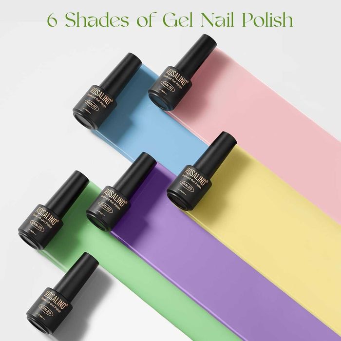 ROSALIND Lakier do paznokci UV, pastelowy, 6 kolorów